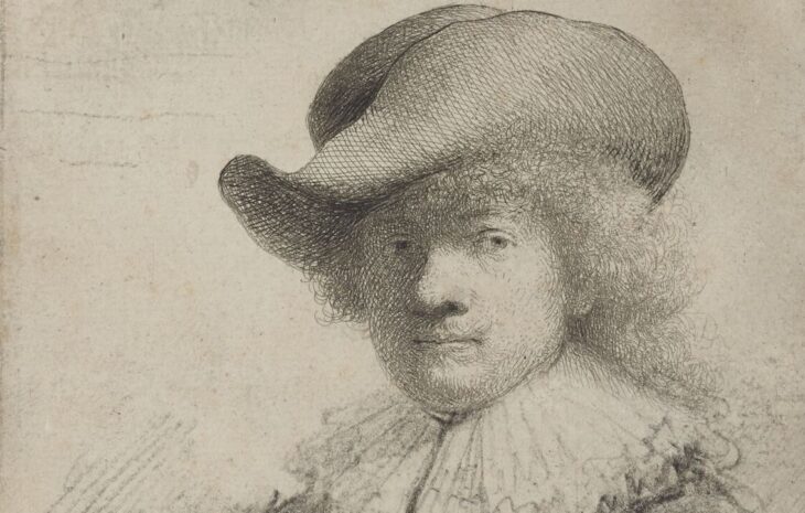 Fig. 4. Rembrandt (1606-1669), Self-Portrait in a Soft Hat and Embroidered Cloak, 1631, sixth state, etching, drypoint and black chalkBibliothèque national de France. Source: gallica.bnf.fr / BnF