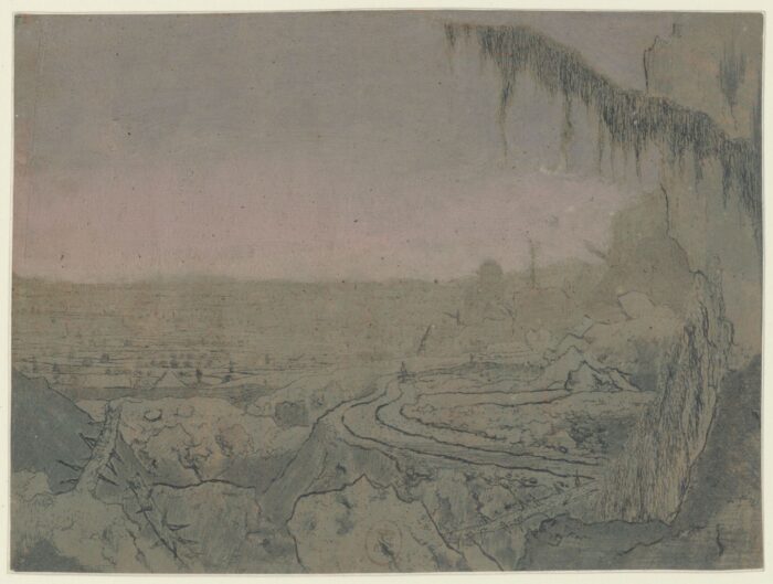 Fig. 5. Hercules Seghers (ca. 1589/1590 - 1633/1640), Landscape with Spruce Branch, third state, hand-colored etching and drypoint, 13,5 x 18,3 cm Bibliothèque national de France. Source: gallica.bnf.fr / BnF